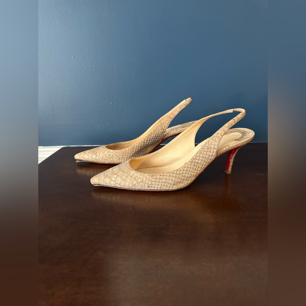 Christian Louboutin Kate Python-Embossed Slingbac… - image 7